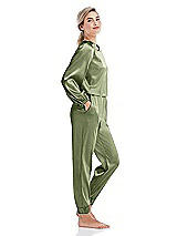 Side View Thumbnail - Kiwi Satin Joggers with Pockets - Mica