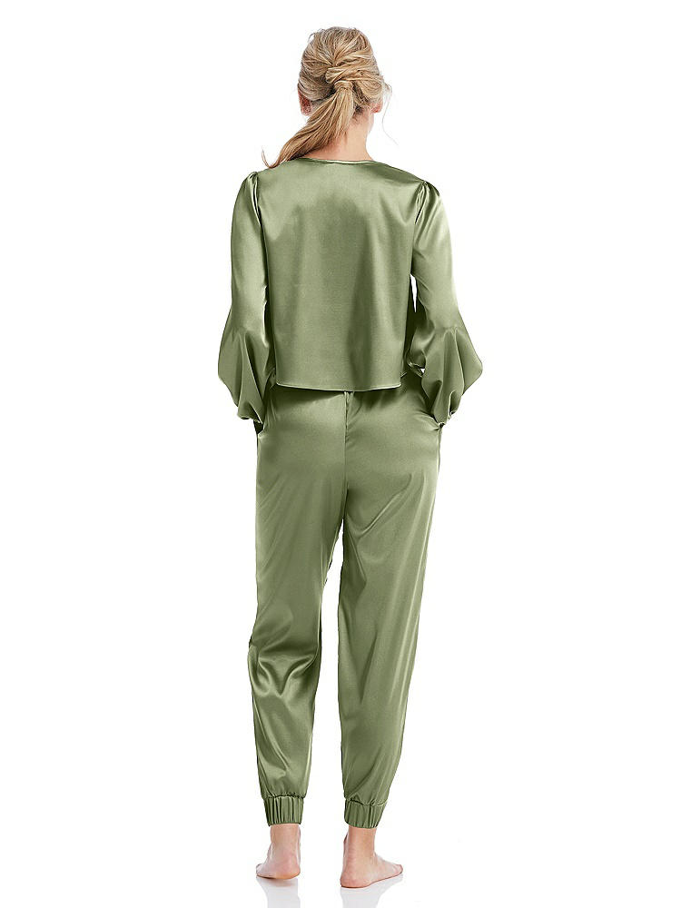 Back View - Kiwi Satin Joggers with Pockets - Mica