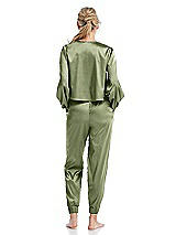 Rear View Thumbnail - Kiwi Satin Joggers with Pockets - Mica