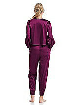 Rear View Thumbnail - Merlot Satin Joggers with Pockets - Mica