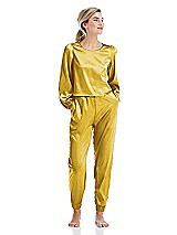 Front View Thumbnail - Marigold Satin Joggers with Pockets - Mica