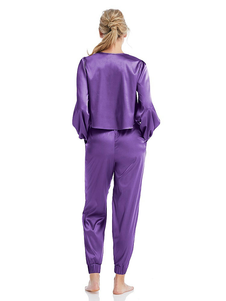 Back View - Pansy Satin Joggers with Pockets - Mica