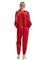 Rear View Thumbnail - Parisian Red Satin Joggers with Pockets - Mica