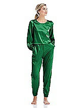 Front View Thumbnail - Shamrock Satin Joggers with Pockets - Mica