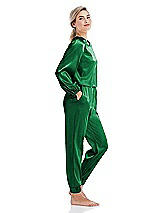 Side View Thumbnail - Shamrock Satin Joggers with Pockets - Mica