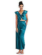 Front View Thumbnail - Oasis Satin Ankle Wide-Leg Lounge Pants - Vic