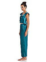 Side View Thumbnail - Oasis Satin Ankle Wide-Leg Lounge Pants - Vic