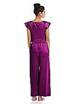 Rear View Thumbnail - Persian Plum Satin Ankle Wide-Leg Lounge Pants - Vic