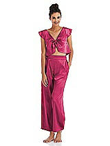 Front View Thumbnail - Shocking Satin Ankle Wide-Leg Lounge Pants - Vic