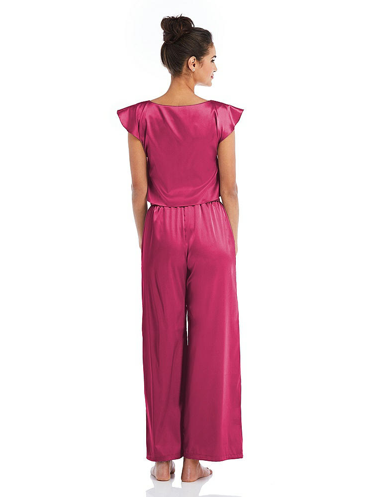 Back View - Shocking Satin Ankle Wide-Leg Lounge Pants - Vic