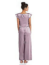 Rear View Thumbnail - Suede Rose Satin Ankle Wide-Leg Lounge Pants - Vic