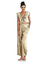 Front View Thumbnail - Banana Satin Ankle Wide-Leg Lounge Pants - Vic