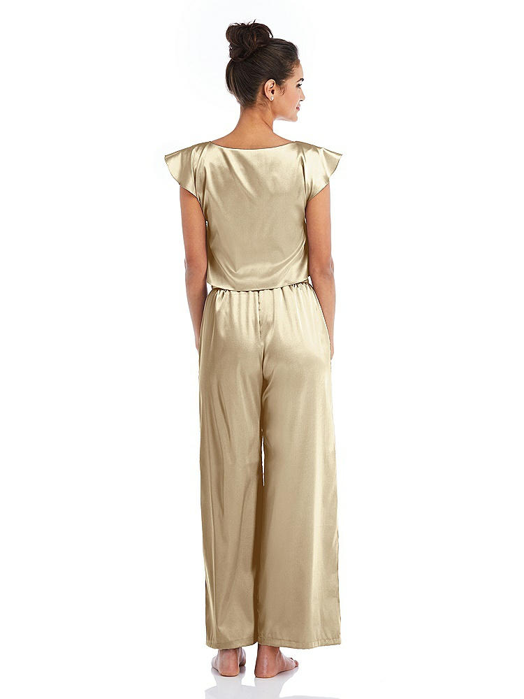 Back View - Banana Satin Ankle Wide-Leg Lounge Pants - Vic