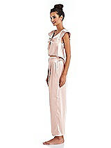 Side View Thumbnail - Blush Satin Ankle Wide-Leg Lounge Pants - Vic