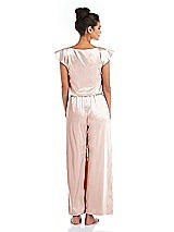 Rear View Thumbnail - Blush Satin Ankle Wide-Leg Lounge Pants - Vic