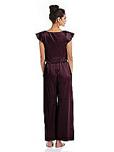 Rear View Thumbnail - Bordeaux Satin Ankle Wide-Leg Lounge Pants - Vic