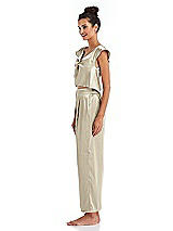 Side View Thumbnail - Champagne Satin Ankle Wide-Leg Lounge Pants - Vic