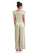 Rear View Thumbnail - Champagne Satin Ankle Wide-Leg Lounge Pants - Vic