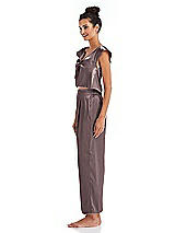 Side View Thumbnail - French Truffle Satin Ankle Wide-Leg Lounge Pants - Vic