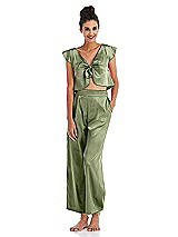 Front View Thumbnail - Kiwi Satin Ankle Wide-Leg Lounge Pants - Vic