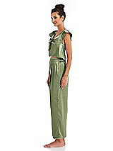 Side View Thumbnail - Kiwi Satin Ankle Wide-Leg Lounge Pants - Vic