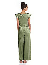 Rear View Thumbnail - Kiwi Satin Ankle Wide-Leg Lounge Pants - Vic