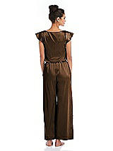 Rear View Thumbnail - Latte Satin Ankle Wide-Leg Lounge Pants - Vic