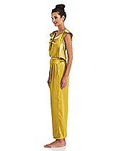 Side View Thumbnail - Marigold Satin Ankle Wide-Leg Lounge Pants - Vic