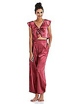 Front View Thumbnail - Nectar Satin Ankle Wide-Leg Lounge Pants - Vic