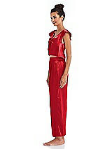 Side View Thumbnail - Parisian Red Satin Ankle Wide-Leg Lounge Pants - Vic