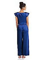 Rear View Thumbnail - Sapphire Satin Ankle Wide-Leg Lounge Pants - Vic