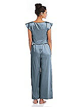 Rear View Thumbnail - Slate Satin Ankle Wide-Leg Lounge Pants - Vic