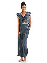 Front View Thumbnail - Silverstone Satin Ankle Wide-Leg Lounge Pants - Vic