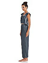 Side View Thumbnail - Silverstone Satin Ankle Wide-Leg Lounge Pants - Vic