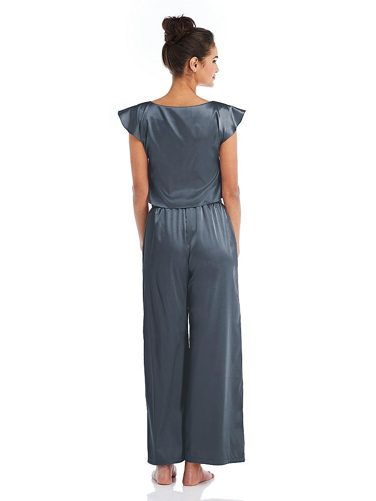 Back View - Silverstone Satin Ankle Wide-Leg Lounge Pants - Vic