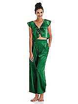 Front View Thumbnail - Shamrock Satin Ankle Wide-Leg Lounge Pants - Vic