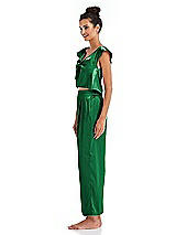 Side View Thumbnail - Shamrock Satin Ankle Wide-Leg Lounge Pants - Vic