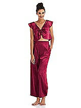 Front View Thumbnail - Valentine Satin Ankle Wide-Leg Lounge Pants - Vic