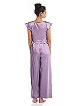 Rear View Thumbnail - Wood Violet Satin Ankle Wide-Leg Lounge Pants - Vic