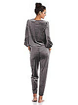 Rear View Thumbnail - Caviar Gray Velvet Joggers with Pockets - May