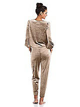 Rear View Thumbnail - Topaz Velvet Joggers with Pockets - May