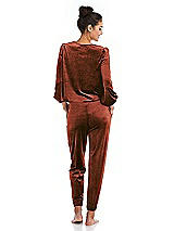 Rear View Thumbnail - Auburn Moon Velvet Joggers with Pockets - May