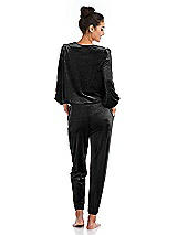 Rear View Thumbnail - Black Velvet Joggers with Pockets - May