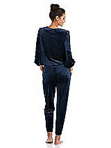 Rear View Thumbnail - Midnight Navy Velvet Joggers with Pockets - May