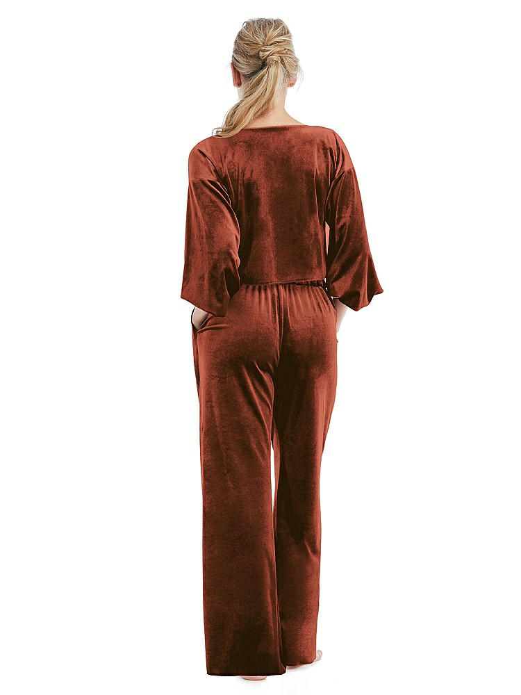 Back View - Auburn Moon Velvet Lounge Pants with Pockets - Cleo