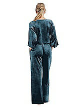 Rear View Thumbnail - Dutch Blue Velvet Lounge Pants with Pockets - Cleo