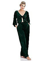 Front View Thumbnail - Evergreen Velvet Lounge Pants with Pockets - Cleo