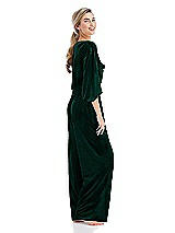 Side View Thumbnail - Evergreen Velvet Lounge Pants with Pockets - Cleo