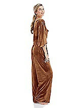 Side View Thumbnail - Golden Almond Velvet Lounge Pants with Pockets - Cleo