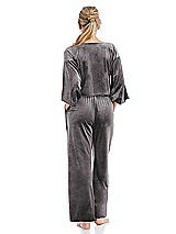 Rear View Thumbnail - Caviar Gray Velvet Ankle Wide-Leg Lounge Pants - Billie